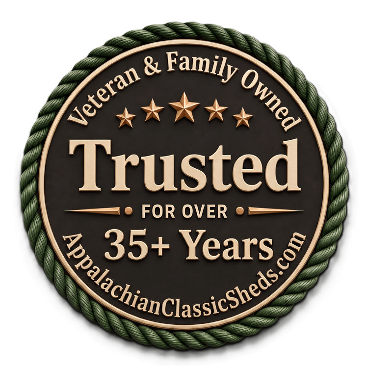 Veteran and Family Owned — Trusted for over 35 years — Appalachian Classic Sheds